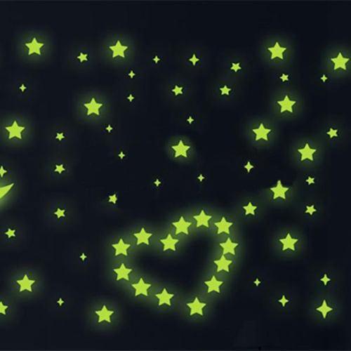 Glowing Star Wall Stickers Set for Kids' Bedroom Decor