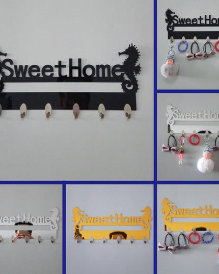 Seaside Serenity Adhesive Wall Hook Rack with Nautical Seahorse Motif