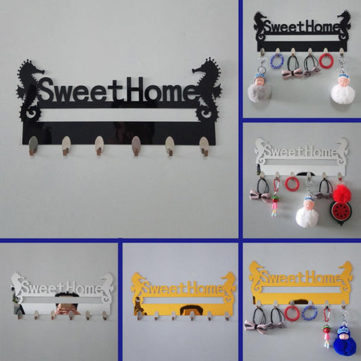Sea Horse Patterned Adhesive Garage Wall Hook Rack with Elegant Home Accent