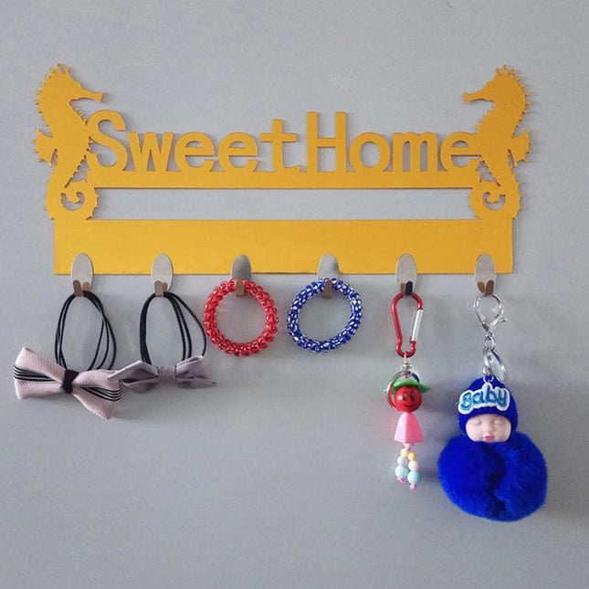 Seaside Serenity Adhesive Wall Hook Rack with Nautical Seahorse Motif