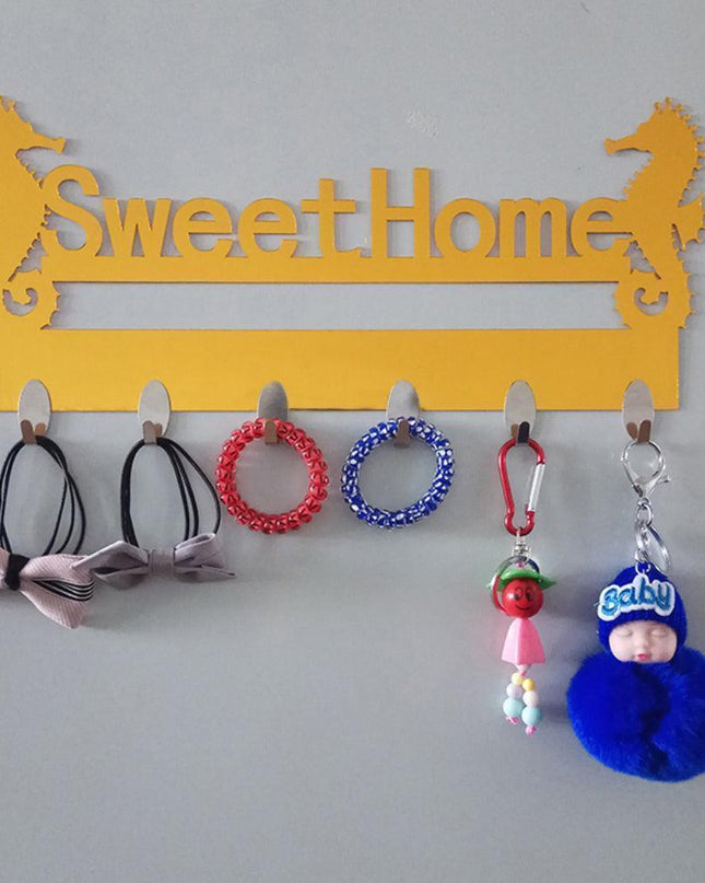 Seaside Serenity Adhesive Wall Hook Rack with Nautical Seahorse Motif