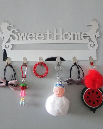 Seaside Serenity Adhesive Wall Hook Rack with Nautical Seahorse Motif