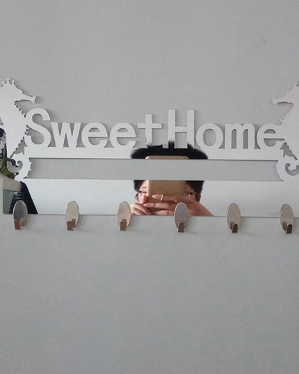 Seaside Serenity Adhesive Wall Hook Rack with Nautical Seahorse Motif