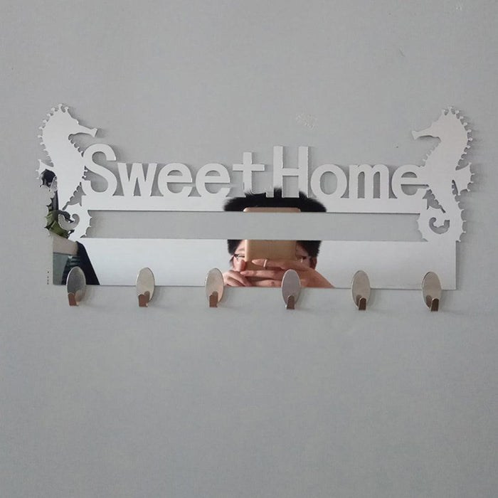 Sea Horse Sweet Home Adhesive Hook Rack for Wall Mount Storage