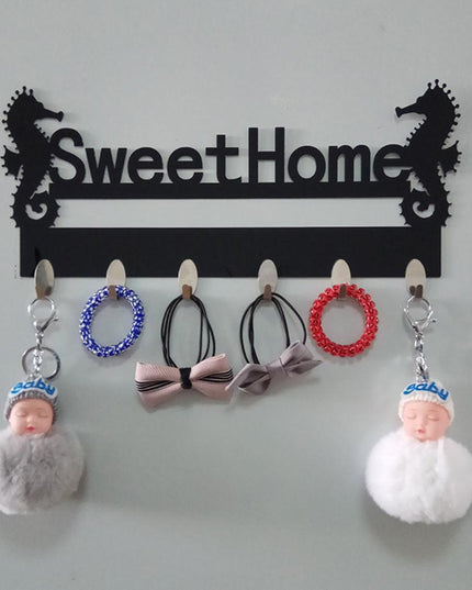 Seaside Serenity Adhesive Wall Hook Rack with Nautical Seahorse Motif