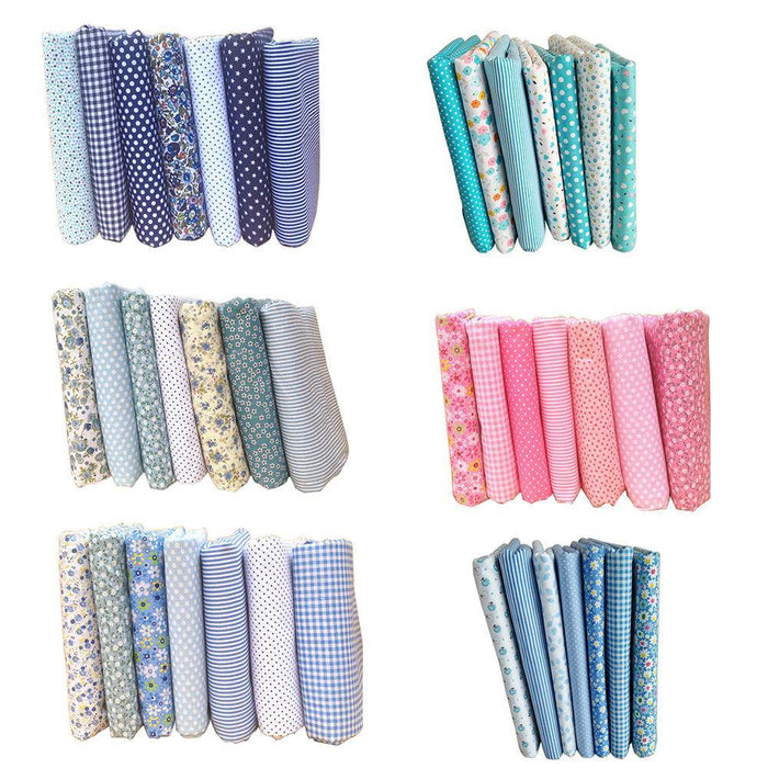 Creative Floral & Plaid Sewing Fabric Bundle: 7-Piece DIY Craft Set