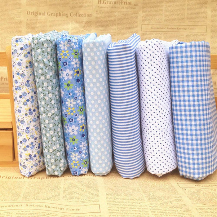 Floral and Plaid Cotton Crafting Bundle - Set of 7 Pieces