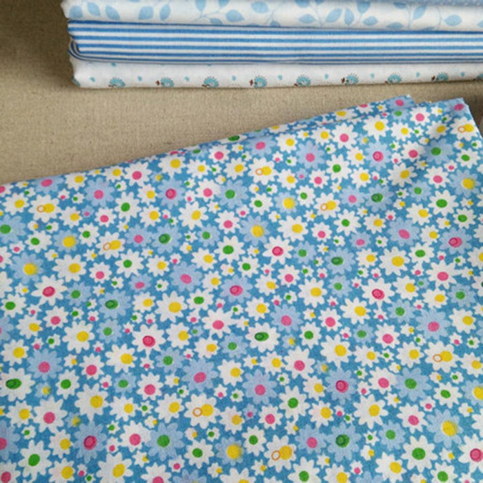 Crafting Kit with 7 Floral and Plaid Cotton Fabric Pieces