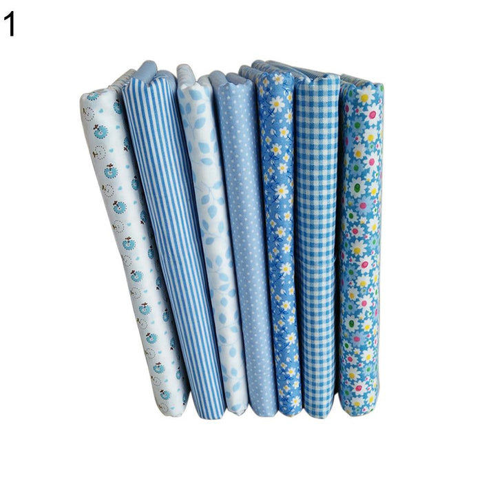 Floral and Plaid Cotton Crafting Bundle - Set of 7 Pieces