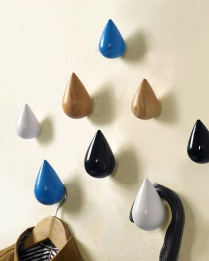 Artistic Wooden Water Droplet Coat Hook for Chic Bedroom Organization