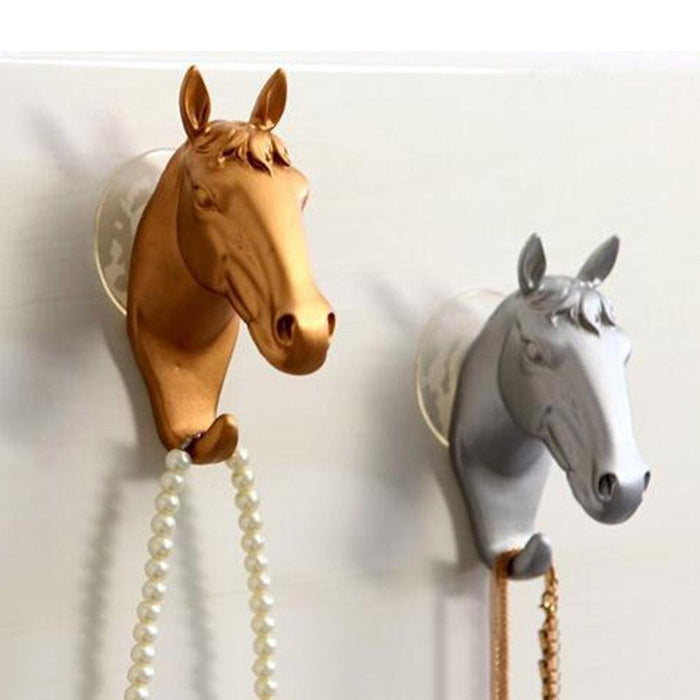 Contemporary Horse Head Wall Hook with Easy Suction Cup Mount - Stylish and Functional