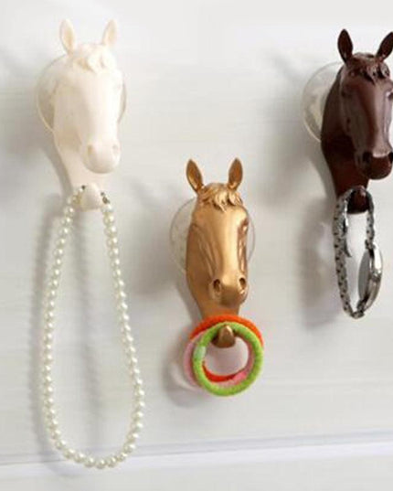 Contemporary Horse Head Wall Hook with Easy Suction Cup Mount - Stylish and Functional
