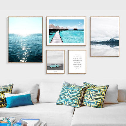 Serene Scandinavian Coastal Journey Canvas Art - Modern Seaside Wall Decor