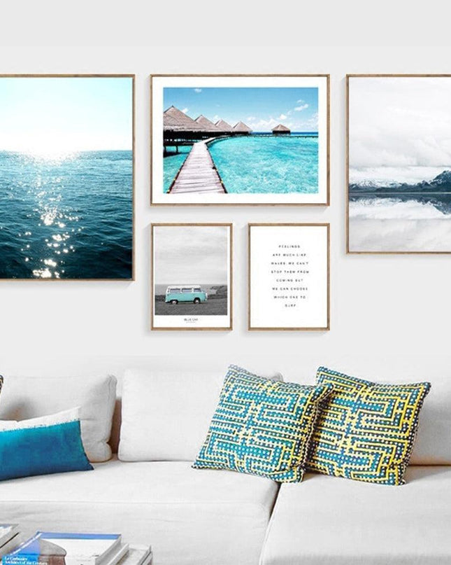 Serene Scandinavian Coastal Journey Canvas Art - Modern Seaside Wall Decor
