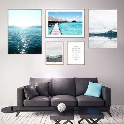 Serene Scandinavian Coastal Journey Canvas Art - Modern Seaside Wall Decor