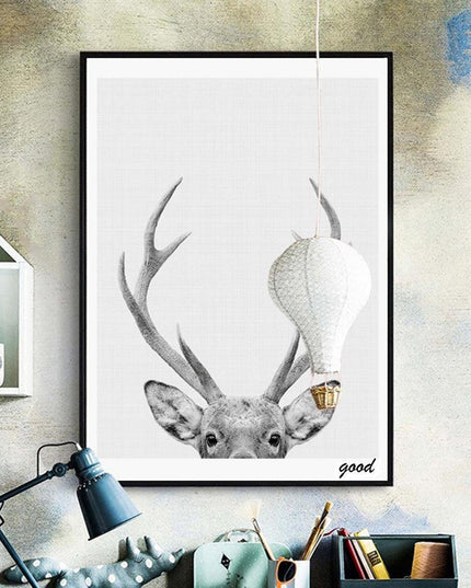 Charming Nordic Deer Canvas Art - Elevate Your Space with Whimsical Elegance
