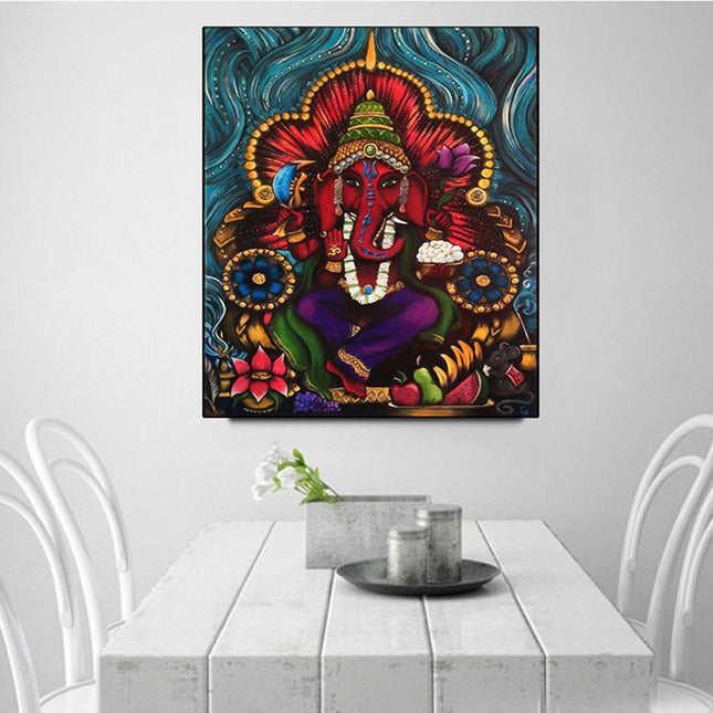 Serene Ganesha Canvas Art: Spiritual Charm for Your Space