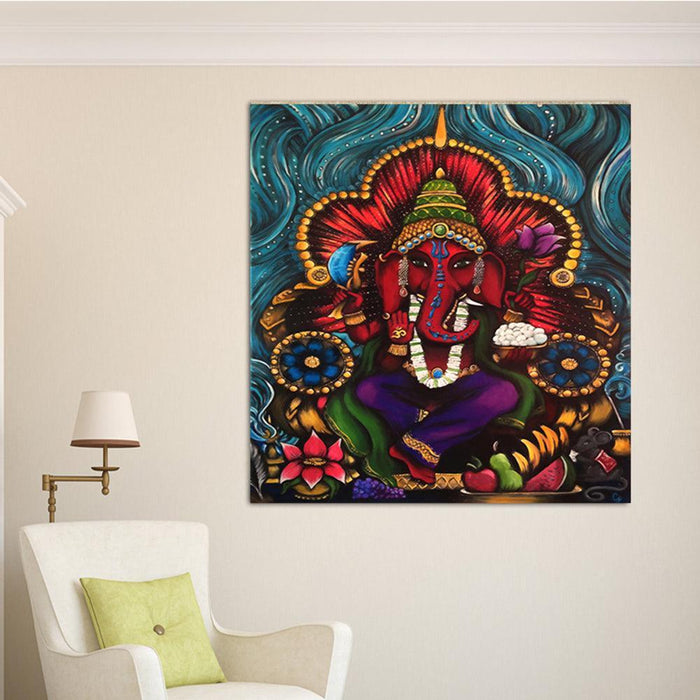 Divine Ganesha Blessing Canvas Artwork for Home and Office