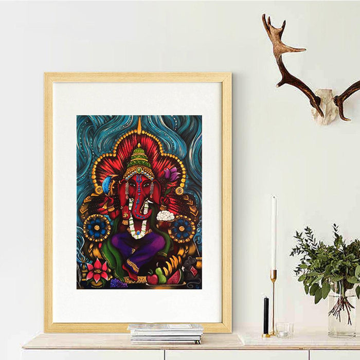 Divine Ganesha Blessing Canvas Artwork for Home and Office