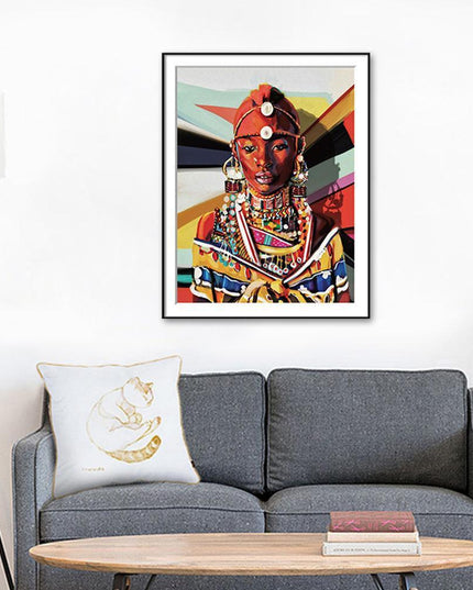 Cultural Sophistication: Exquisite Ethnic Woman Canvas Art for Stylish Spaces