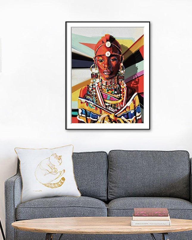 Cultural Sophistication: Exquisite Ethnic Woman Canvas Art for Stylish Spaces