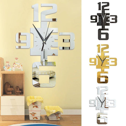 Elegant Reflective Arabic Numerals Large Wall Clock Decal for Stylish Home Decor