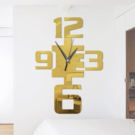 Elegant Reflective Arabic Numerals Large Wall Clock Decal for Stylish Home Decor