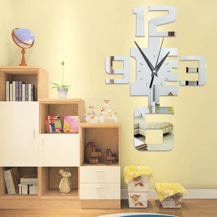 Elegant Reflective Arabic Numerals Large Wall Clock Decal for Stylish Home Decor