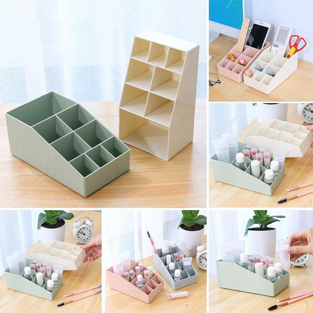 Chic Solid Color Makeup and Jewelry Organizer - Sleek Compact Storage Solution for Desktop and Vanity