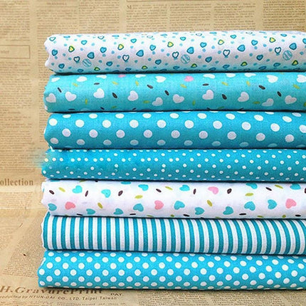 Delightful Floral & Polka Dot Cotton Fabric Set - 7-Piece Collection for Inspiring Sewing and Craft Projects