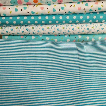 Delightful Floral & Polka Dot Cotton Fabric Set - 7-Piece Collection for Inspiring Sewing and Craft Projects