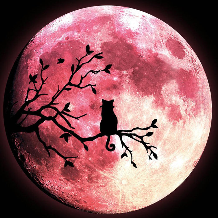 Enchanting Moonlit Kitten Branch Halloween Wall Decal Decor