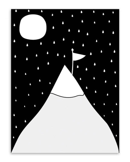 Charming Monochrome Cartoon Animal Canvas Art - Playful Home Accent