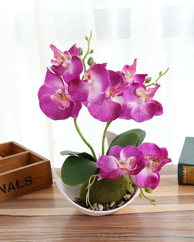 Elegant Faux Butterfly Orchid Bonsai - Stunning Home Decorative Accent