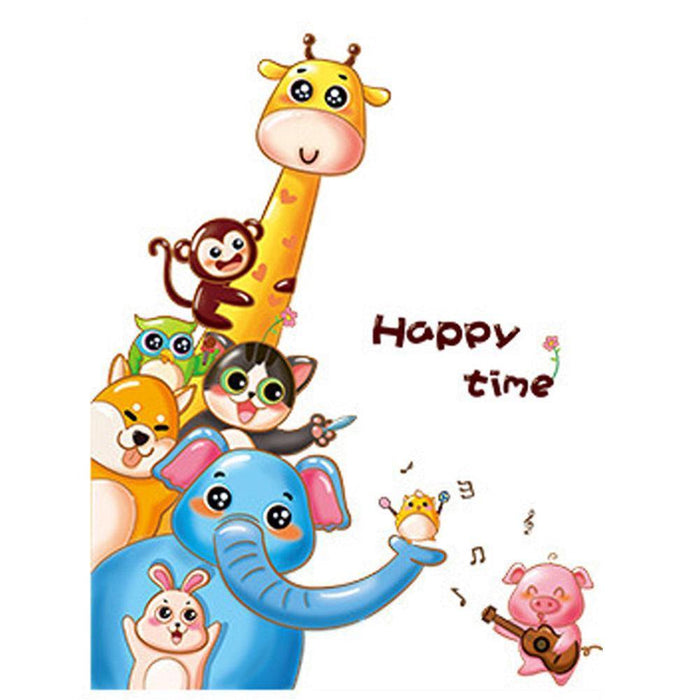 Cartoon Cat Giraffe Elephant Rabbit Pig Wall Sticker Kids Room Decal Mural Decor