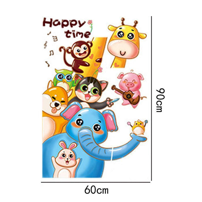 Safari Animals Kids Room PVC Wall Decal with Cartoon Design