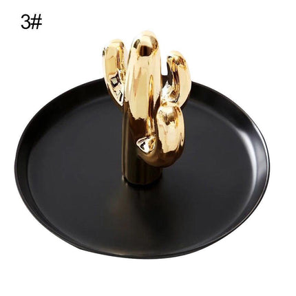 Whimsical Cactus-Inspired Ceramic Jewelry Organizer with Tray