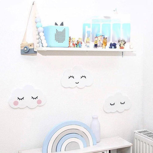 Nordic Lovely Wooden Cloud Moon Ornament Wall Sticker Baby Kids Room Decoration - Très Elite