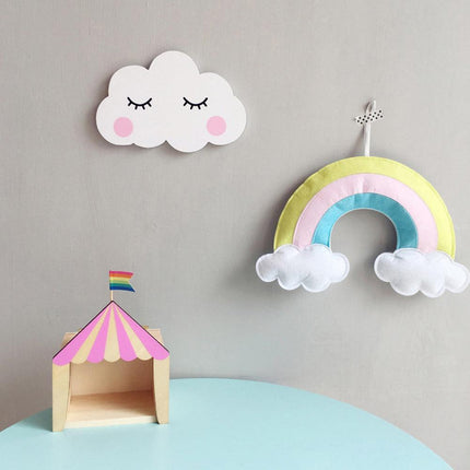 Whimsical Wooden Cloud and Moon Nursery Wall Art Decor