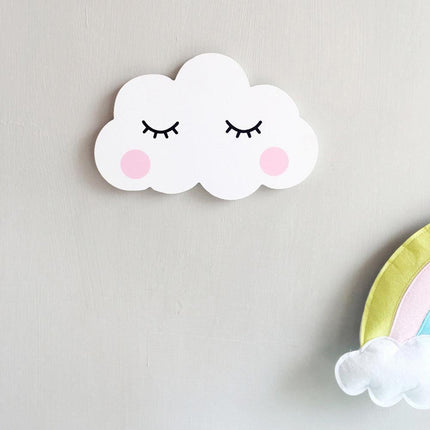 Whimsical Wooden Cloud and Moon Nursery Wall Art Decor