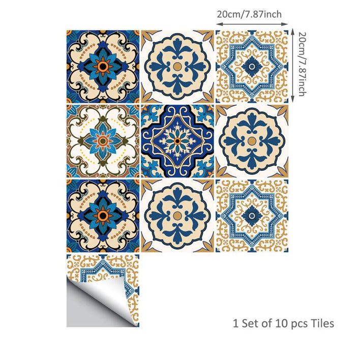 10Pcs Moroccan Style Tile Wall Floor Sticker Decal Living Room Bathroom Decor