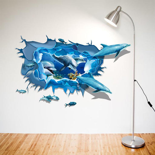 3D Dolphins Removable Wall Sticker Decal Home Living Room Bedroom Wall Decor