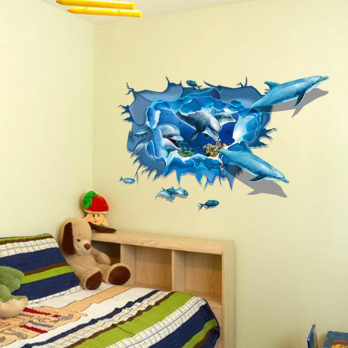 3D Dolphins Removable Wall Sticker Decal Home Living Room Bedroom Wall Decor