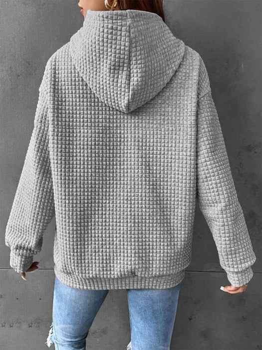 Waffle-Knit Hoodie with Pouch and Cozy Feel