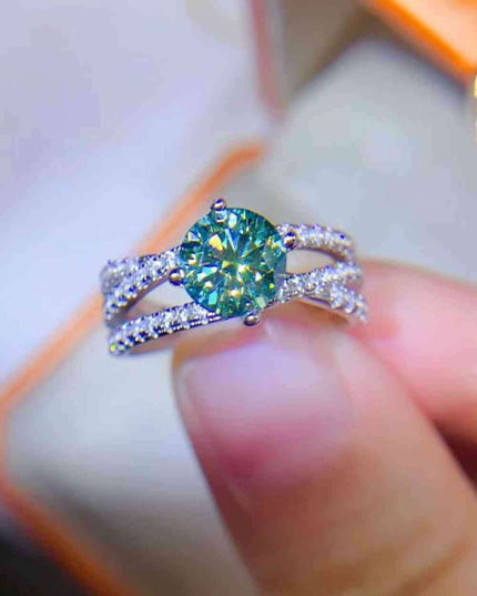 Stunning 1 Carat Moissanite Sterling Silver Ring with Zircon Details - Ultimate Luxury and Radiance