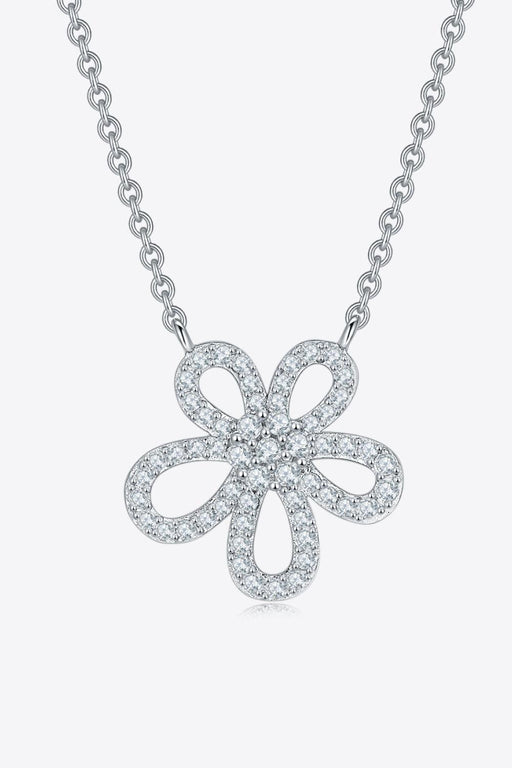 Floral Moissanite and Lab-Grown Diamond Sterling Silver Necklace