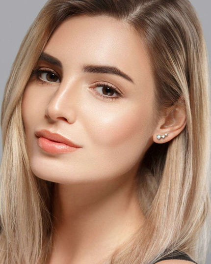 Sophisticated 18K Gold-Plated Moissanite Stud Earrings with Sterling Silver Details