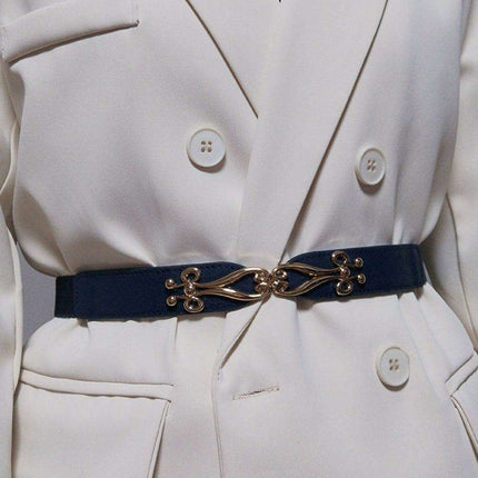 Elegant Versatile Elastic Belt with Stylish Alloy Buckle for Fashion-Forward Looks