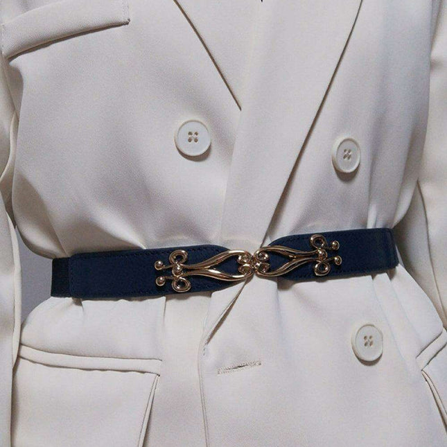 Elegant Versatile Elastic Belt with Stylish Alloy Buckle for Fashion-Forward Looks