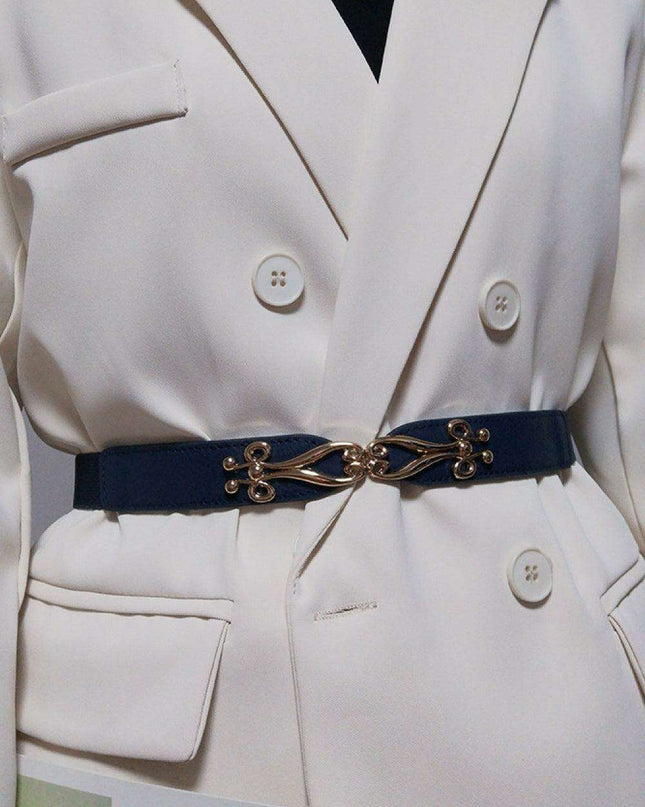 Elegant Versatile Elastic Belt with Stylish Alloy Buckle for Fashion-Forward Looks